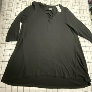 Black ribbed 3/4 sleeve semi ribbed blouse